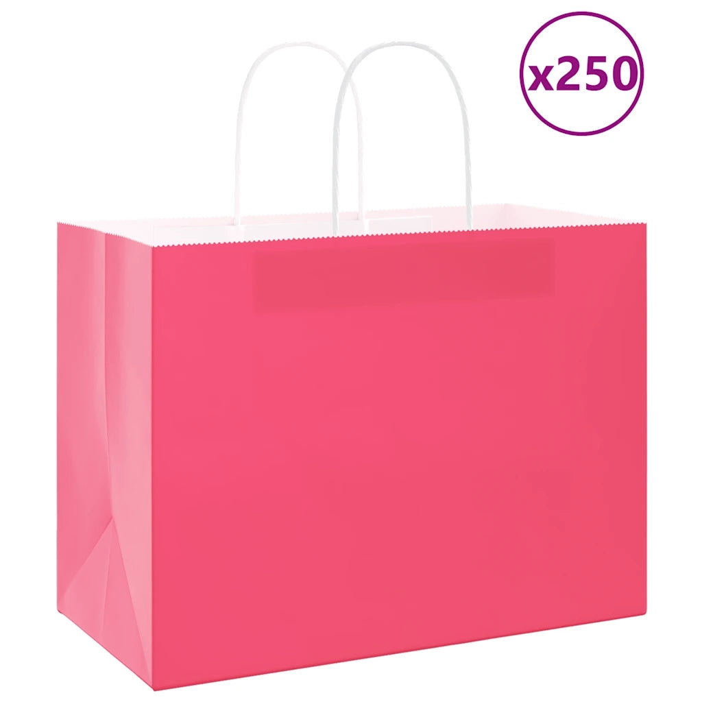 Sacchetti di Carta 250 pz con Manici Rosa 32x17x25 cm