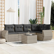 Set Divano da Giardino 6pz con Cuscini Grigio Chiaro Polyrattan