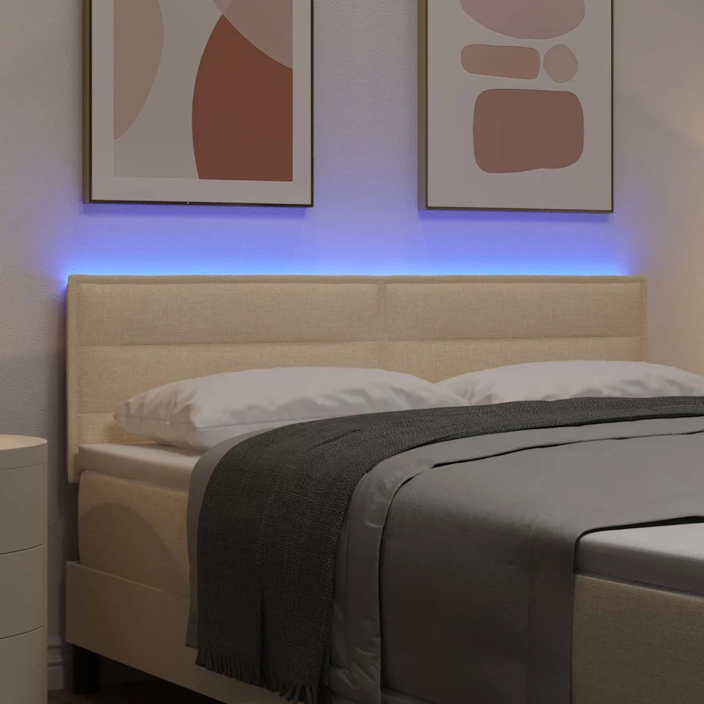 Testiera LED con strisce LED con testiera Crema 144 cm Tessuto 3337990