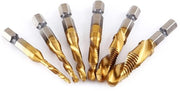 Set di fori conical a sezione metrica con vite e bocchette - per rame, plastica, legno, alluminio - 6 pezzi - M3 M4 M5 M6 M8 M10.