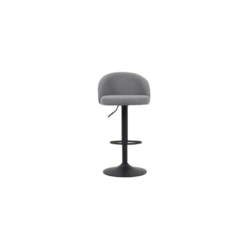 Sgabello da bar HYDRA - Bouclé grigio chiaro - Altezza regolabile 86-107 cm - Gambe in metallo - Stile moderno