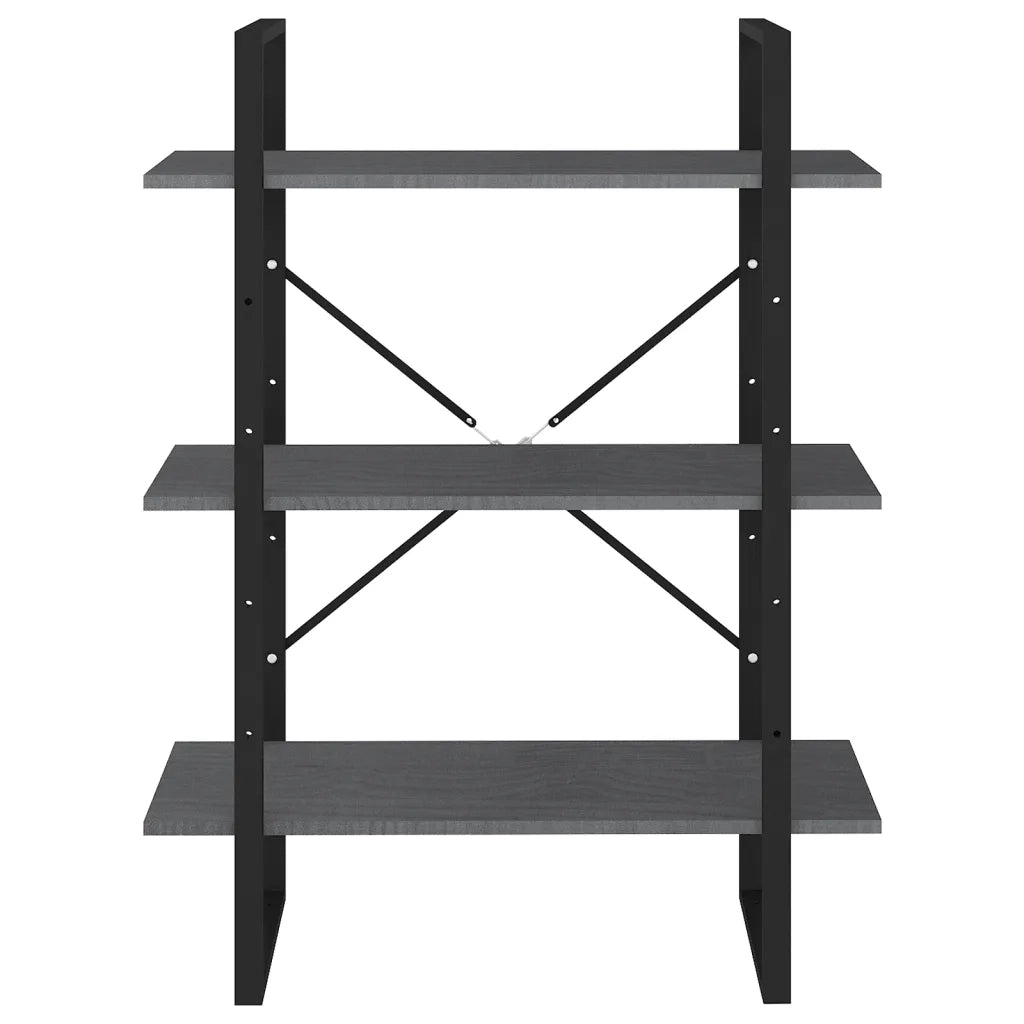 Libreria a 3 Ripiani Grigia 80x30x105 cm in Massello di Pino 806534