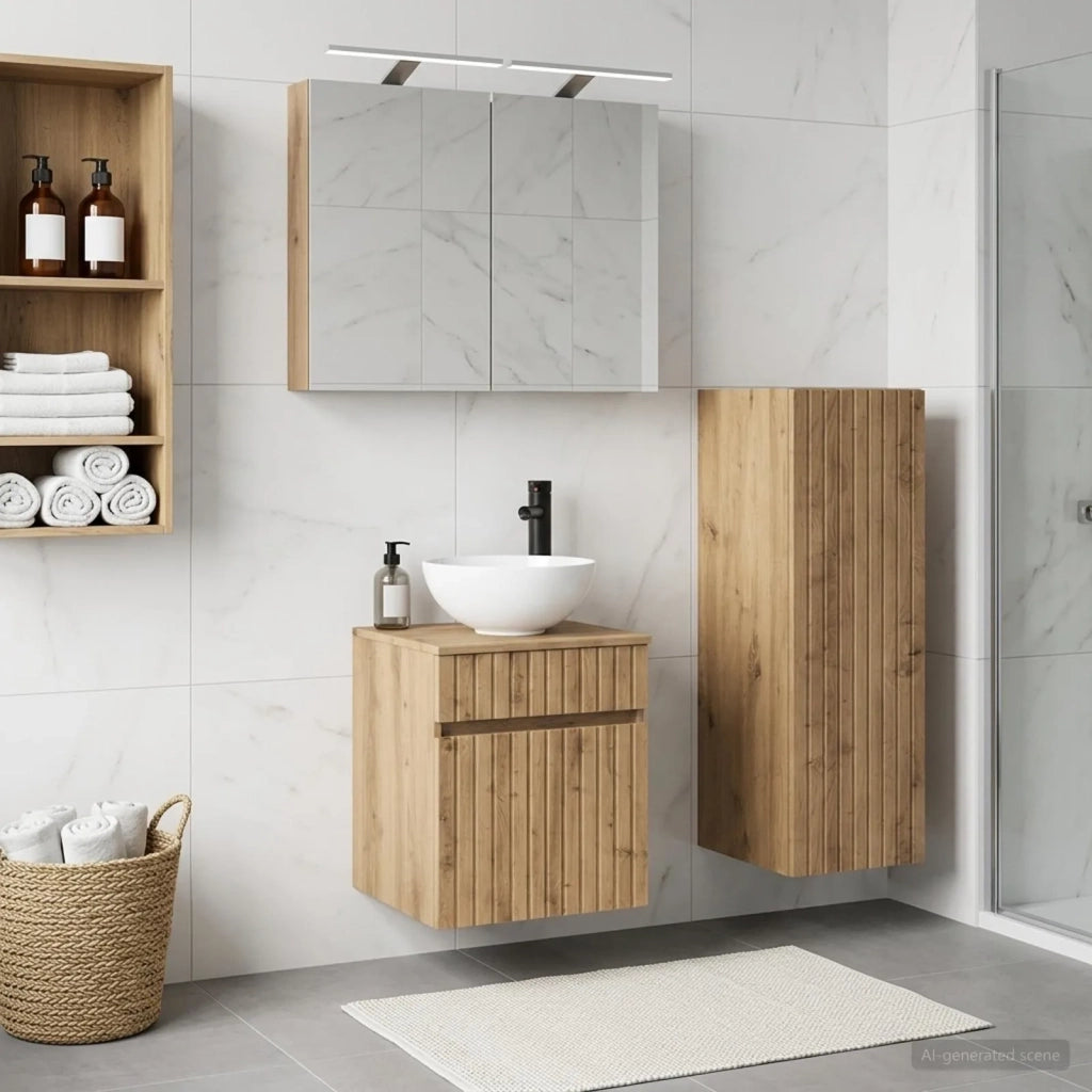 Set di mobili per il bagno 4 pz Rovere Artigianale 3407462