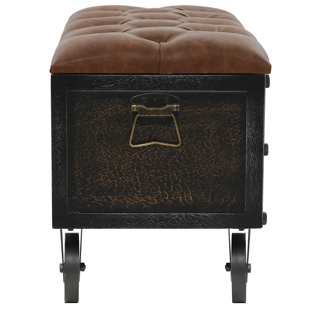 Cassapanca-Baule-Armadietto contenitore in Legno Massello di Abete e Similpelle 80,5x41x50cm