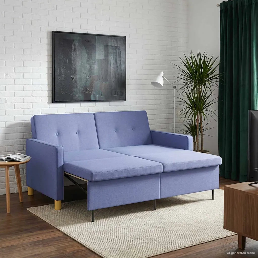 Divano letto | Sof¨¤ letto | Letto singolo Estraibile Blu jeans Tessuto