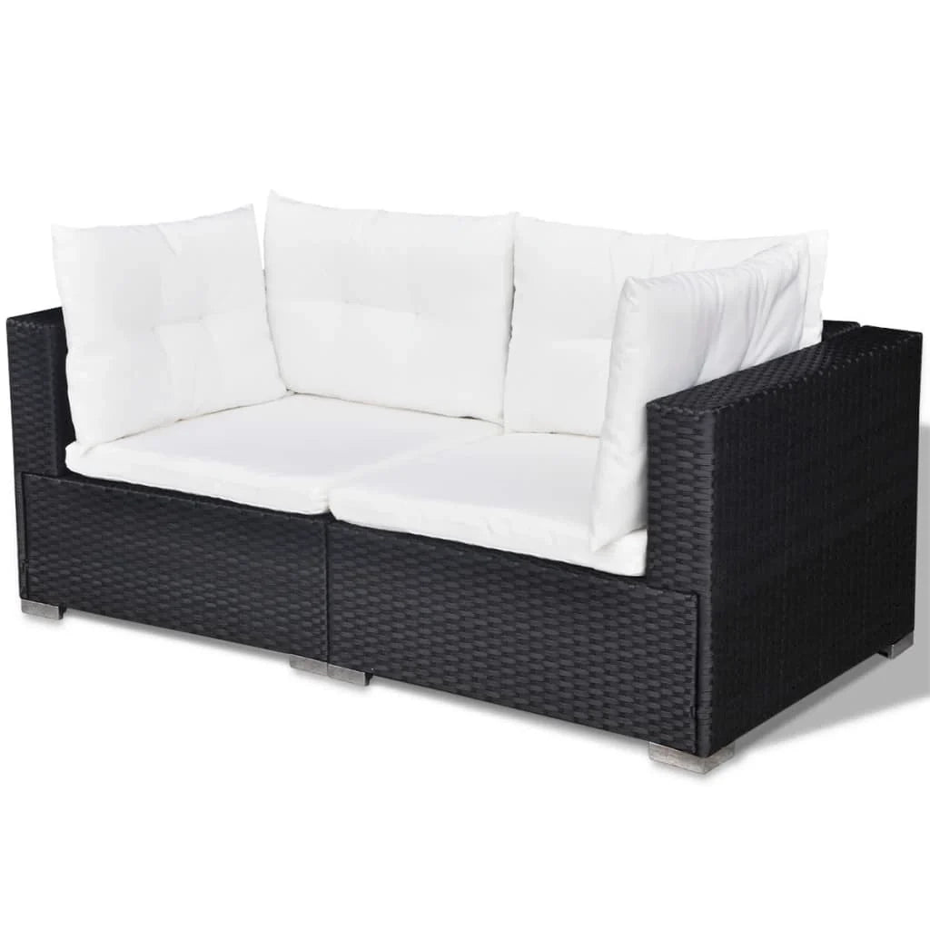 Set di mobili da giardino mobili da esterno 5 pezzi con cuscini resina intrecciata nera 02_0016482