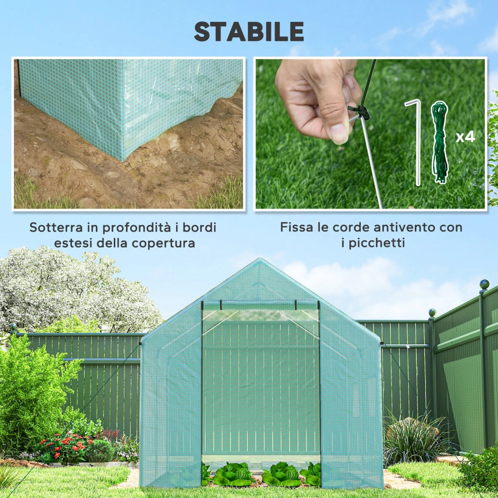 Serra a Tunnel ¨C zephmum ¨C Verde, Acciaio e PE, 2x3x2 m