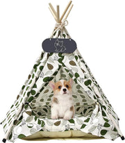 Tenda per animali domestici, tenda per gatti in lino, tenda per cani, rimovibile e lavabile, tenda per animali domestici con cuscino, tenda per animali domestici, ripiegabile, mobili, 50 x 50 x 60 cm