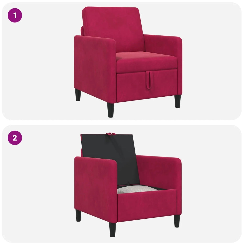Divano con Storage Rosso Vino 72 x 78 x 87 cm Poliestere 42036882