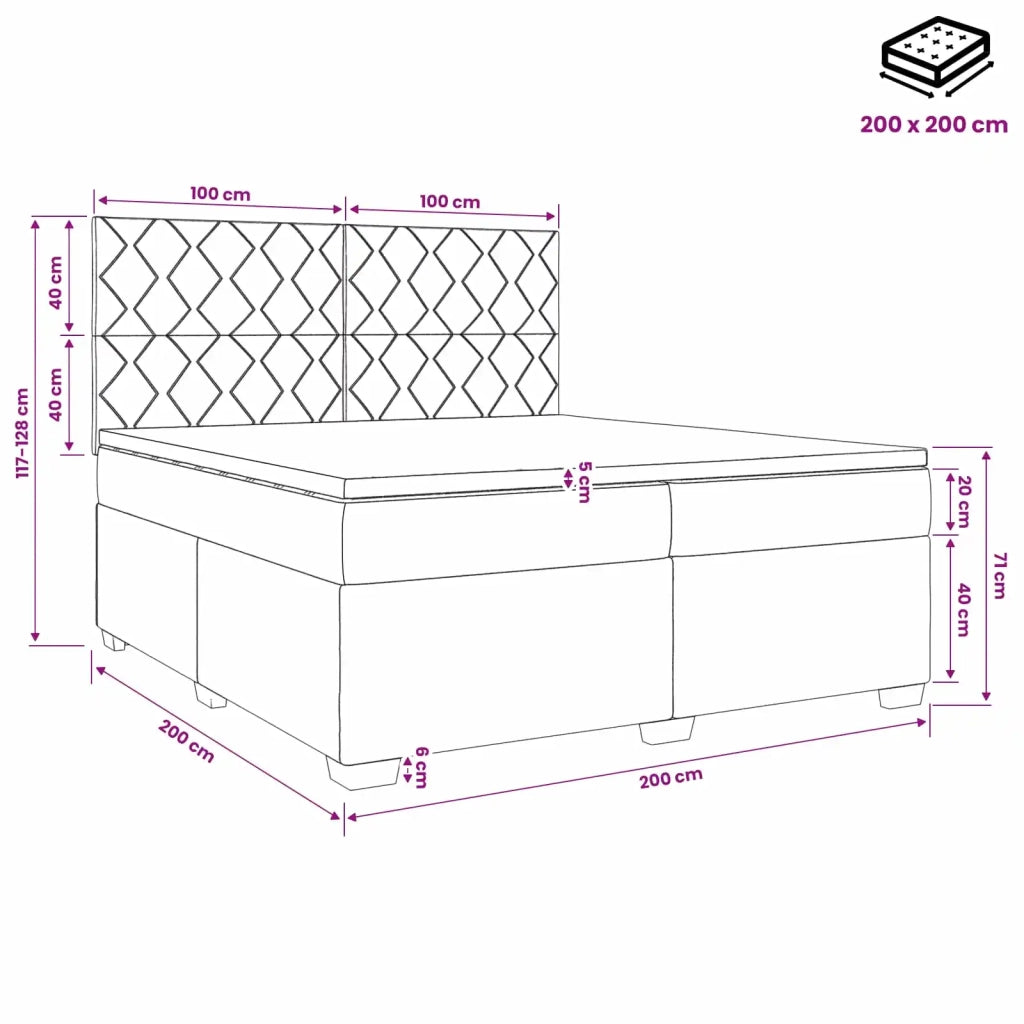 Letto box spring con materasso Crema 200 x 200 cm Tessuto 3453498
