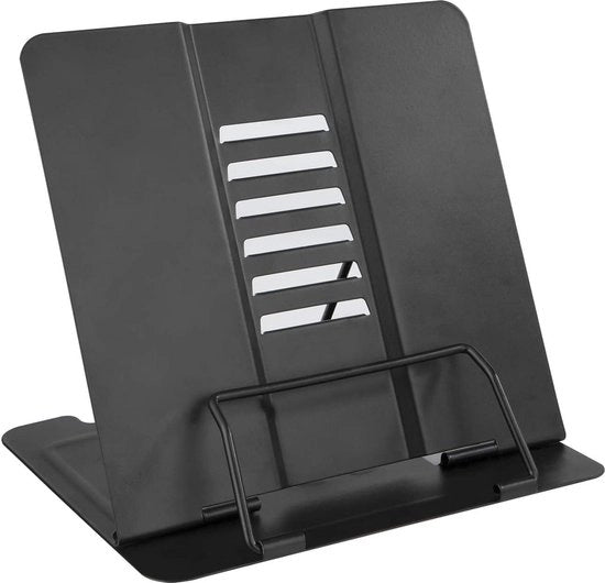 Supporto per libri - regolabile sostegno per lettura di libri di cucina con clip per pagine di carta - display metallico rigido per ricette - libro di testo, musica, documenti pieghevole