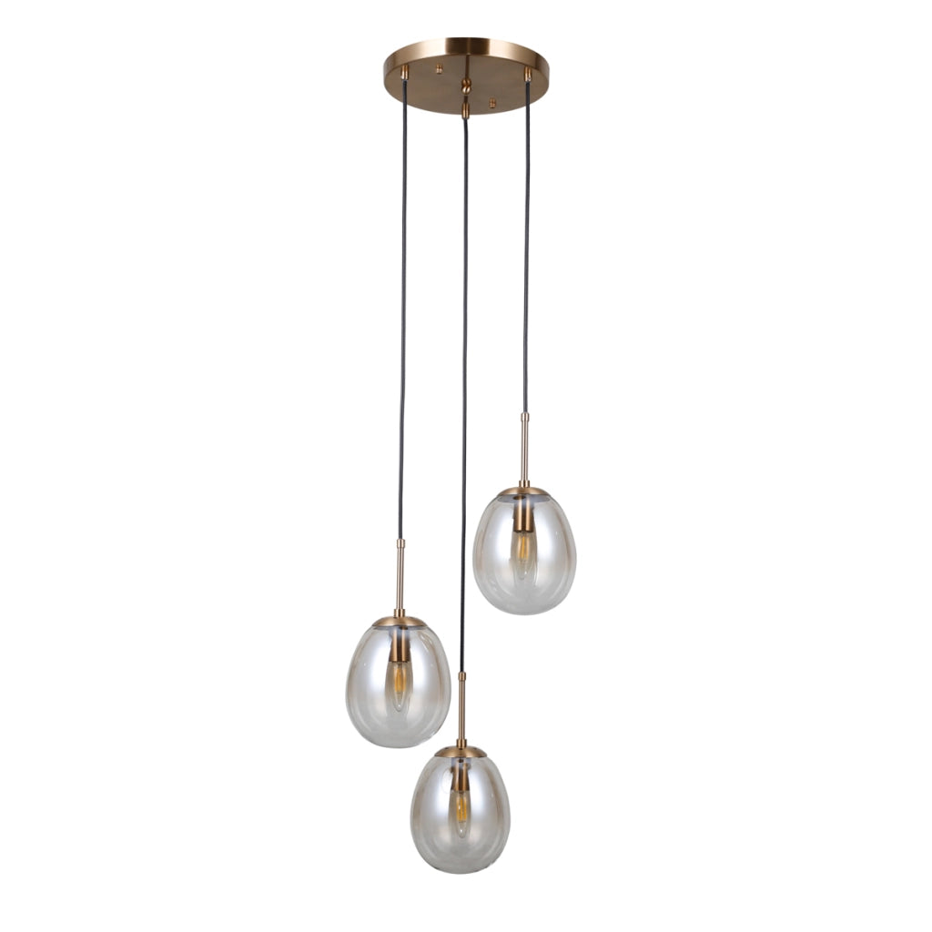 Lampada a sospensione Meolo oro 3xE14 vetro ambra Italux