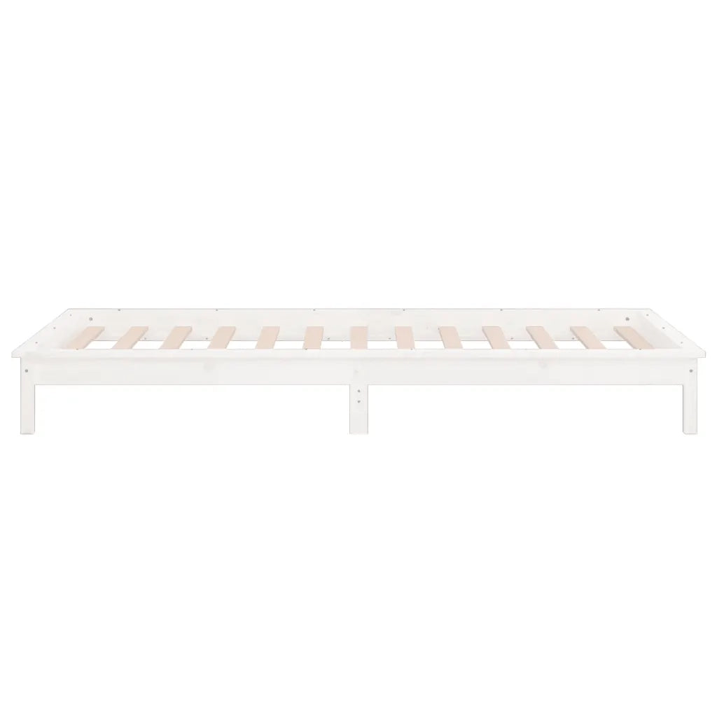 Giroletto LED-Struttura Letto con LED Bianco 75x190 cm Small Single Legno Massello 436748