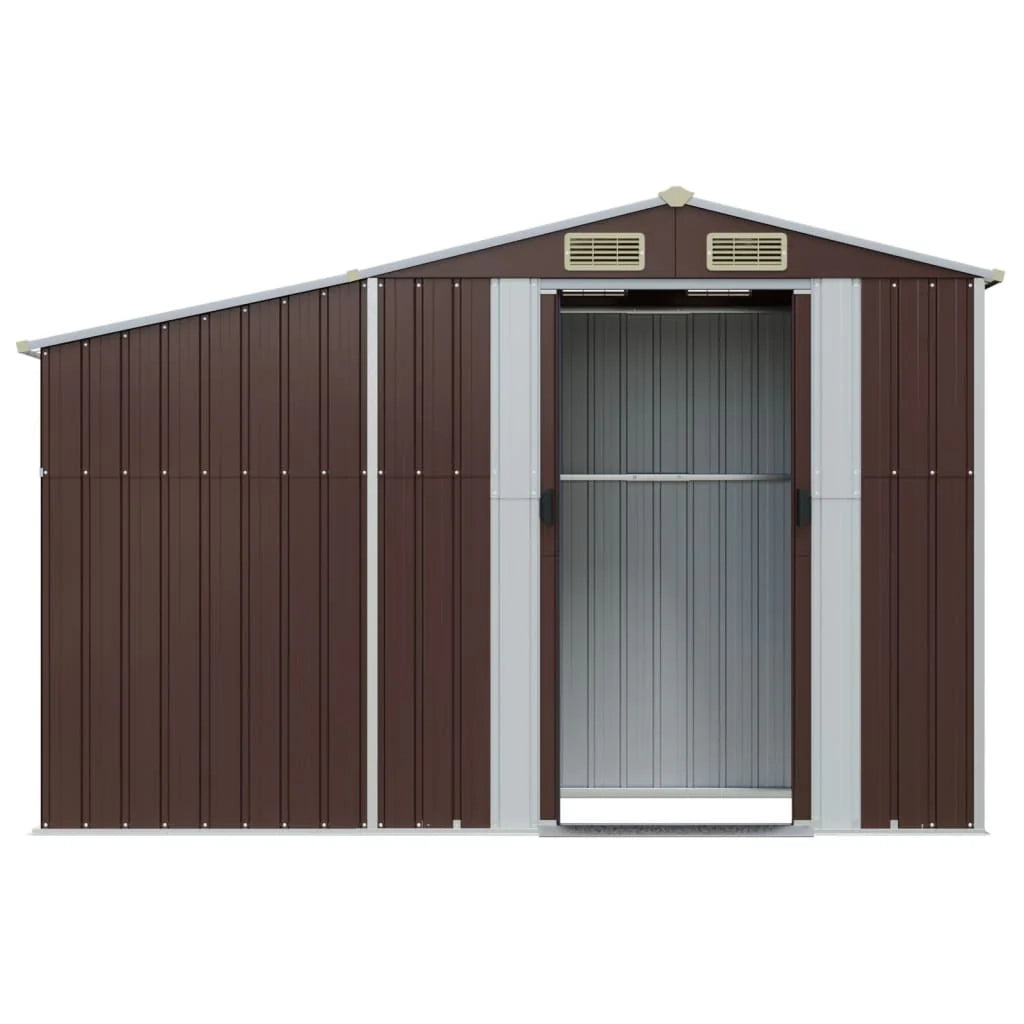 Casetta da giardino cabina ripostiglio casetta da esterno robusta casetta per attrezzi 277 x 93 x 179 cm acciaio zincato marrone 02_0022287