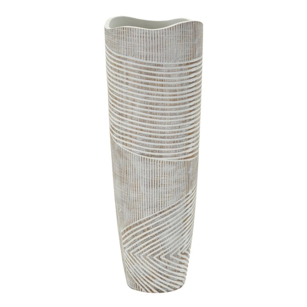 Vaso Decorativo Linee, Bianco, Poliresina, 55x19x19 cm