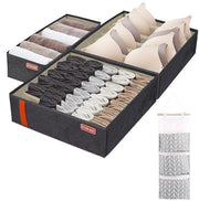 Set di 3 organizzatori di cassetti, cassettiera, sistema di organizzazione per reggiseni, mutande, calze, gruccia di cotone e lino con 3 borse, borsa di stoccaggio per parete