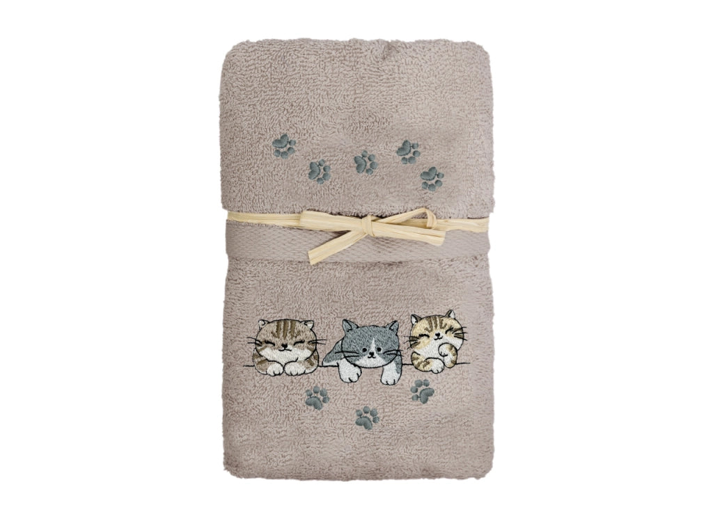 Set Asciugamano Copiola Salvietta Bagno In Spugna 100% Cotone Tre Mici - Copiola - Tortora
