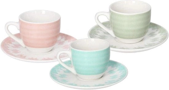 Set di 6 tazze da caffè con piatto cc80 - Porcellana morbida Gipsy tazze da caffè set di 6