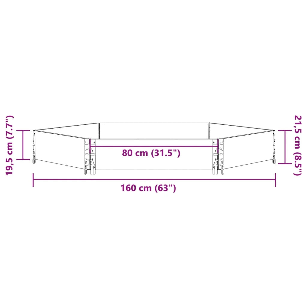 Fioriera esagonale rialzata per piante fiori e patio/giardino 160 x 160 cm legno massello di pino marrone 02_0039882