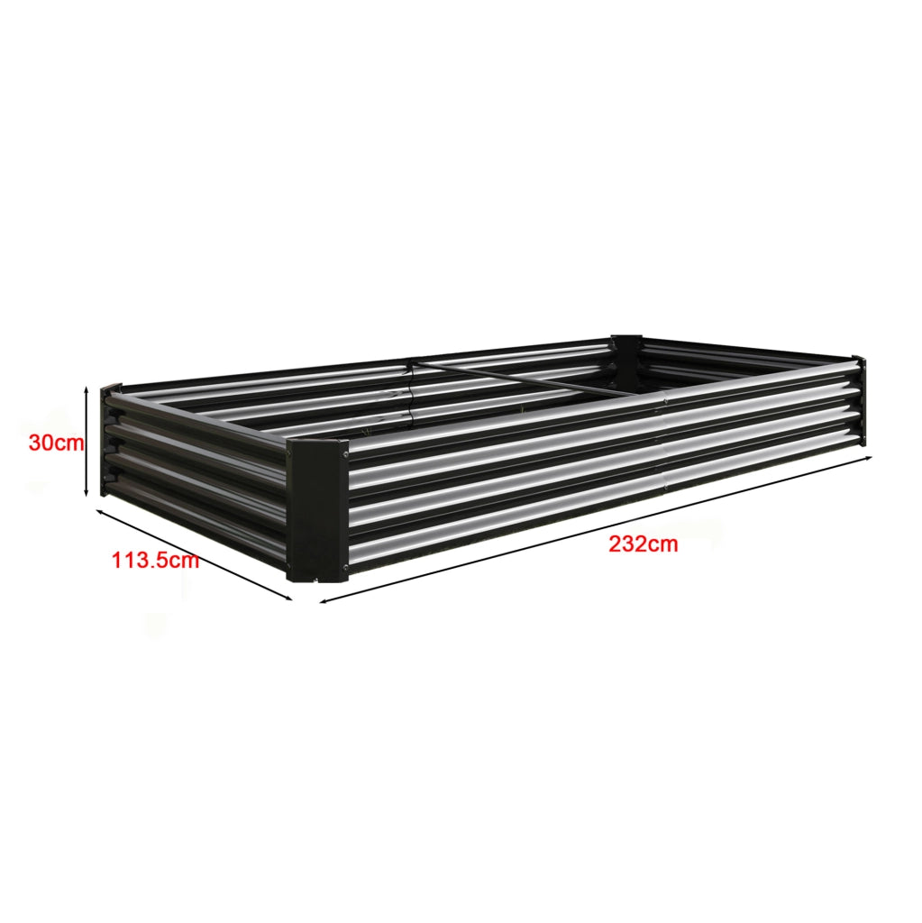 Fioriera rialzata in metallo 232 x 113,5 x 30 cm nera