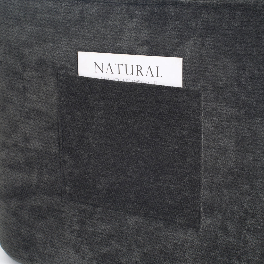 Chaise Longue con Tasche Laterali e Cuscino Pronta all'Uso senza Montaggio in Ciniglia Nero