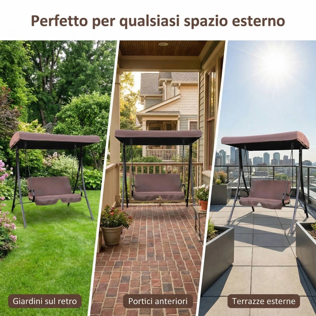 Marvin Dondolo da Giardino 2 Posti con Tetto Parasole Altalena da Esterno con Cuscino Imbottito Struttura in Acciaio Rob