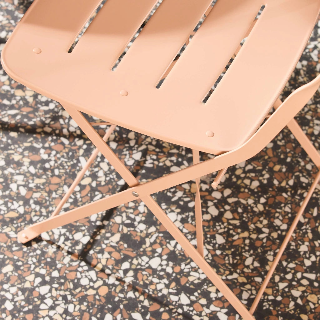 Set tavolo da giardino bistrot pieghevole rotondo in acciaio, 2 sedie,
