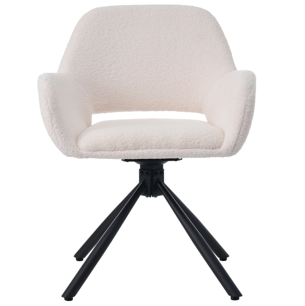 Set 2 sedie girevoli con braccioli in sherpa bianco
