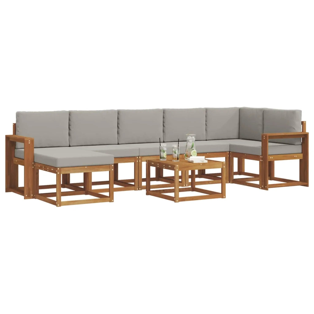 Set di divani da esterno 8 pcs Grigio Naturale e Chiaro
