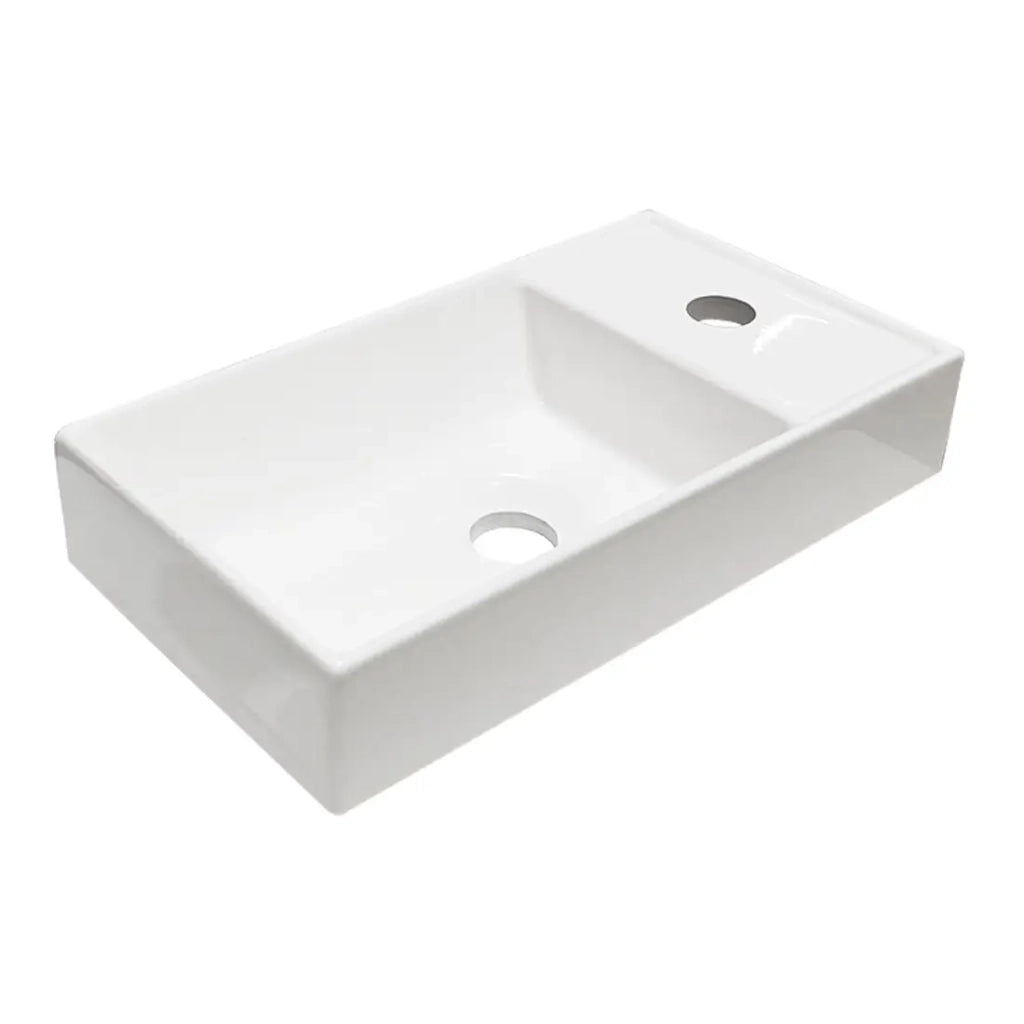 Lavabo incasso CITY 40 cm compatto resina minerale bianco lucido