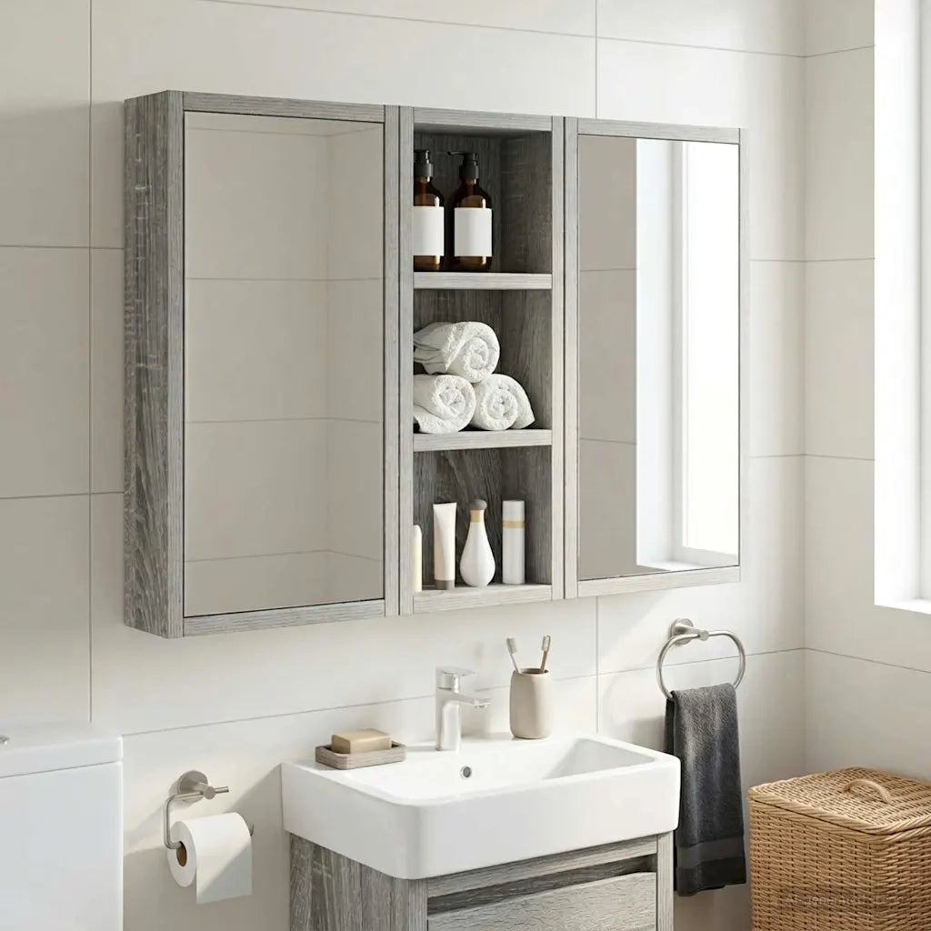 Armadio da bagno a muro Sonoma grigia 20 x 10 x 50 cm 889284