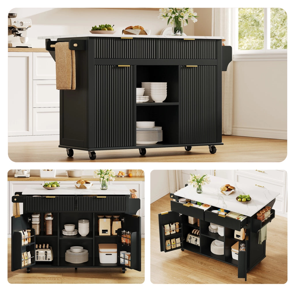 Credenza da cucina con 2 cassetti e piano ribaltabile - per cucina - in MDF - nero