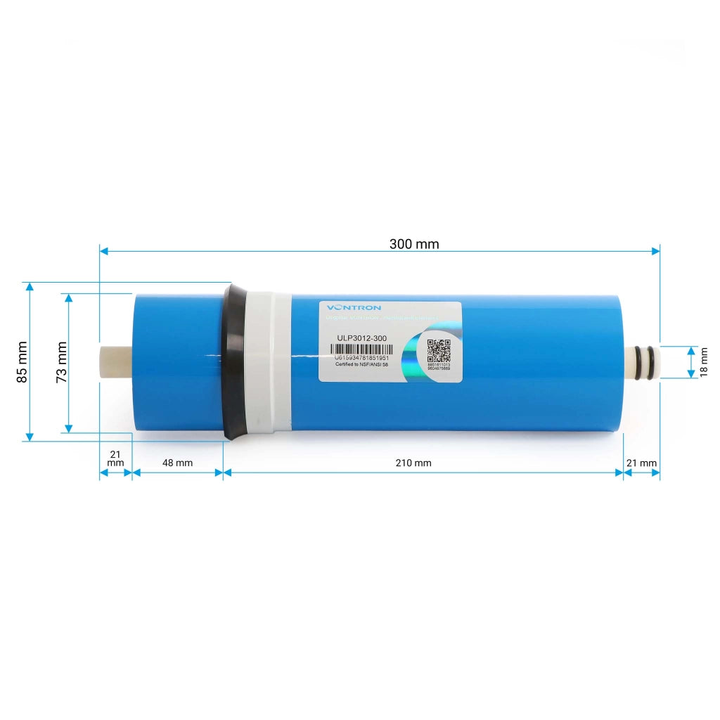 Naturewater Membrana osmosi inversa, capacità di filtrazione 300 GPD 1200 l/giorno, per depuratori acqua 10″ 254 mm