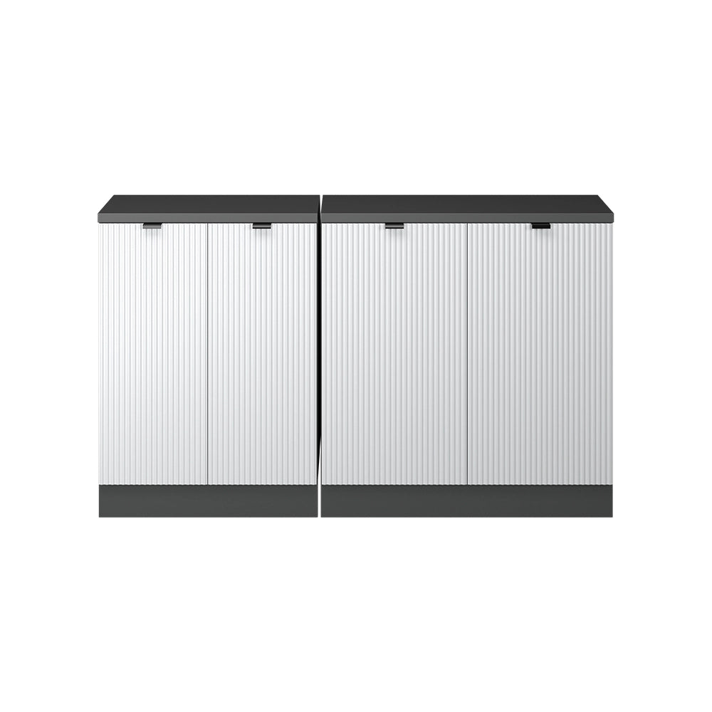 Set di mobili sottotetto Rion Ondulazione bianca/Antracite 140 cm Set di 2 carcasse armadio profondità 60 cm Vicco