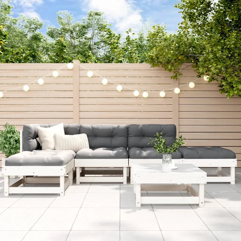 Set Salotto da Giardino 6 pz Bianco in Legno Massello di Pinocod mxl 70219