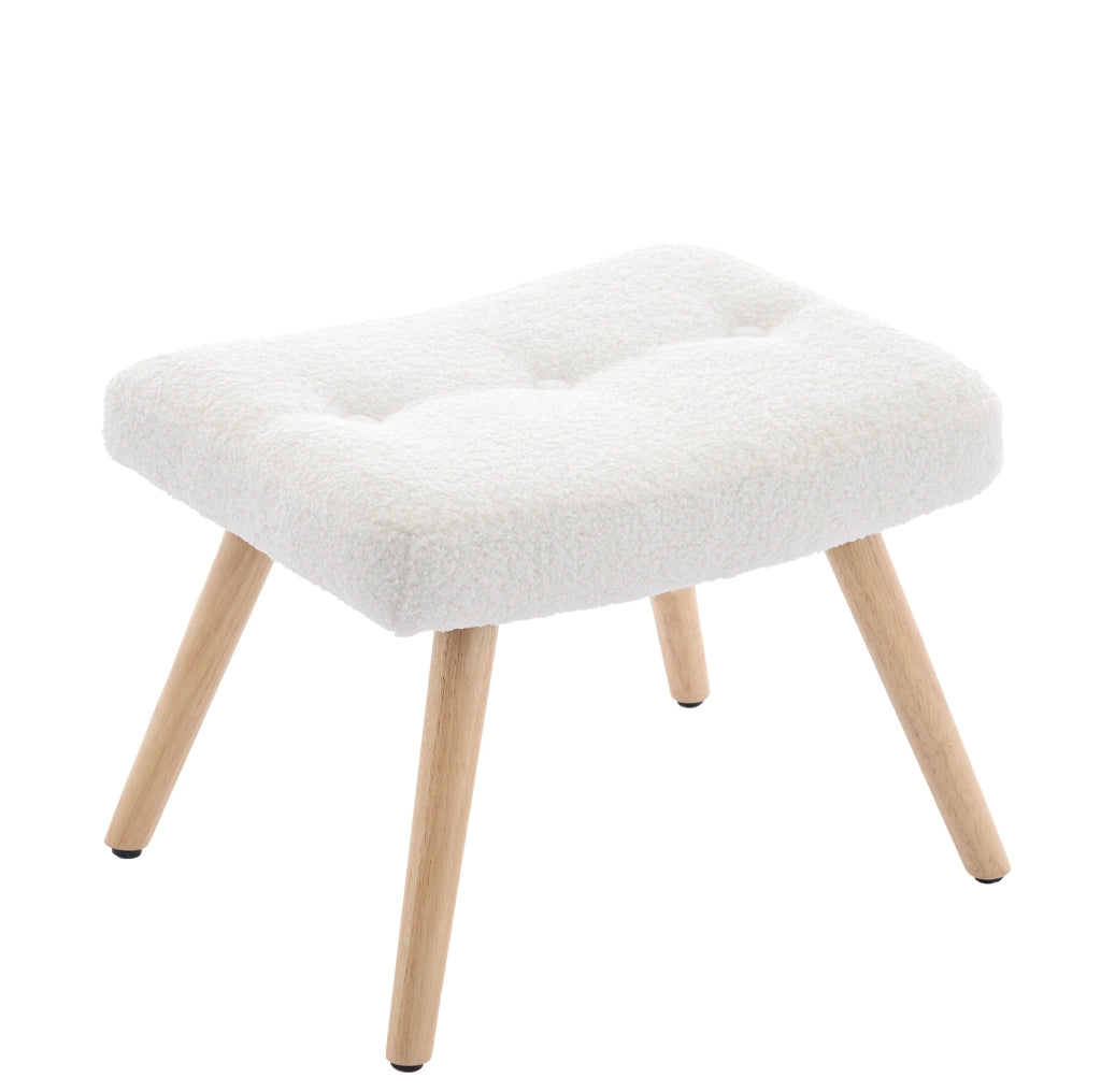 Sedia a dondolo 73x92x102 cm con cuscino per il collo e lombare e poggiapiedi in tessuto teddy bianco