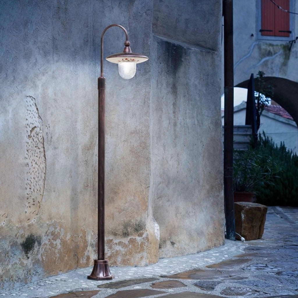 Palo Esterno Classico Latina Metallo Ceramica Nero Sfumato Rame 1 Luce E27