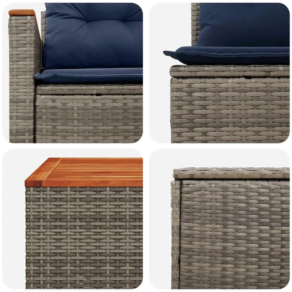 Set di divani 6 pz Grigio e Blu Navy Rattan sintetico e Acciaio 3447621