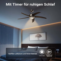 Ventilatore da soffitto Ø 136 cm con 5 pale, lampadario ventilatore con 3 velocità, telecomando, timer, modalità estiva e invernale, 70 W