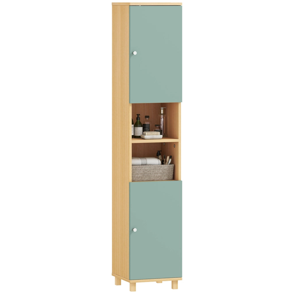 Mobile bagno salvaspazio colonna ¨C Xylo ¨C 2 ante 2 ripiani aperti verde 30x30x166 cm