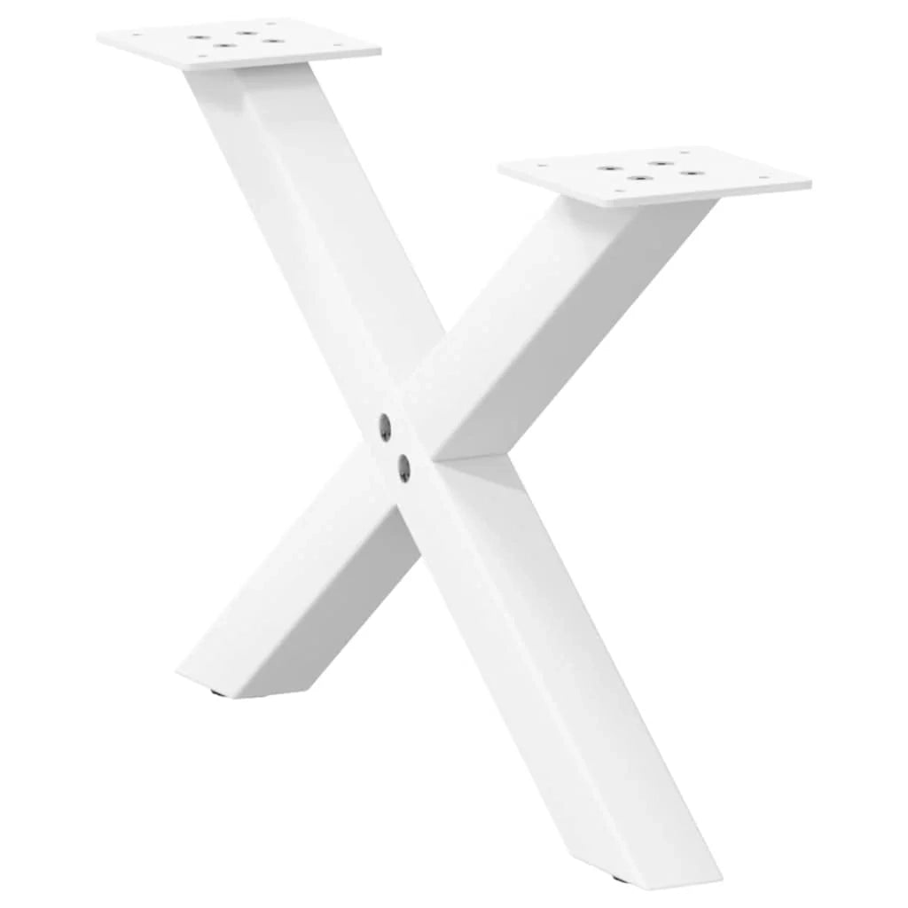 Set di 2 gambe robuste per tavolino da caffè a forma di X 60 x 30 cm con piedini regolabili acciaio bianco 02_0057156