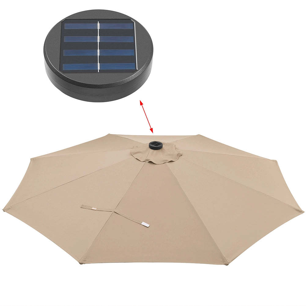 Ombrellone da Giardino 270 cm con Luci LED Parasole Ecru Antivento Esterno 8 Ribs