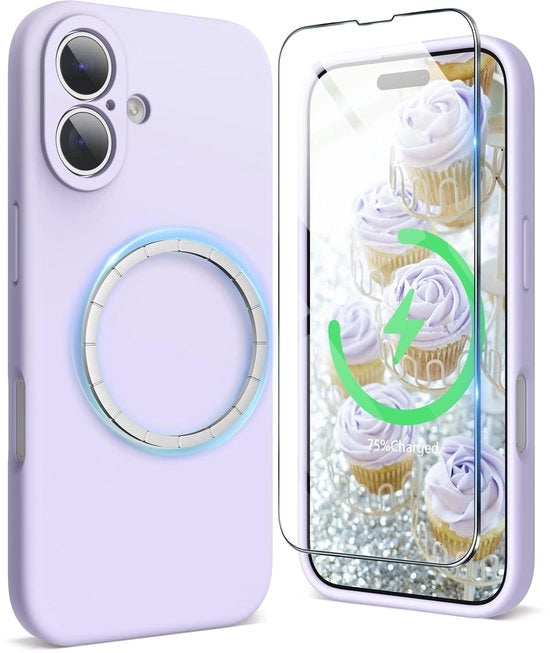 Telaietto iPhone 16 - Magnetico - Silicone - Protezione Completa della Camera - Schermo Protettivo - Violetto Lila - Custodia per Telefono