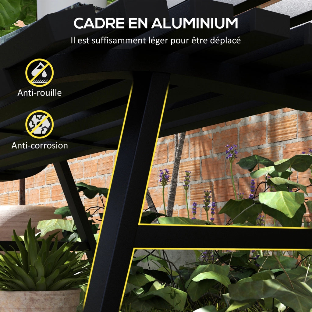 Panchina da giardino 2 posti ¨C zephmum ¨C alluminio, nero, 123x67x79 cm