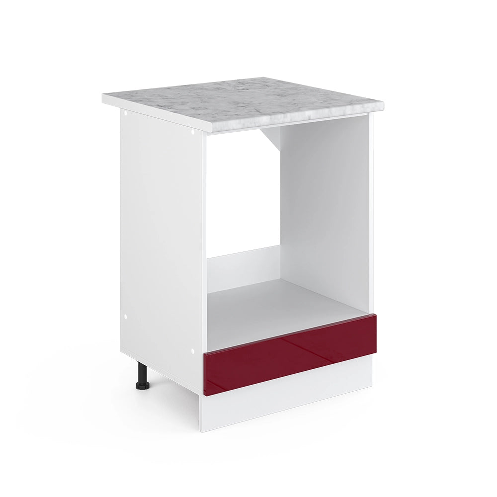 Mobile per forno da incasso R-Line Rosso lucido/Bianco 60 cm, PL Marmo Vicco