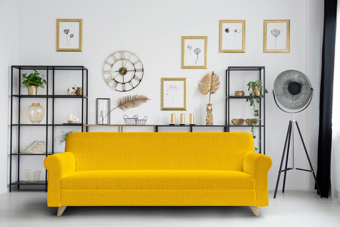 Copridivano Elasticizzato in Tessuto Giallo 1 Posto