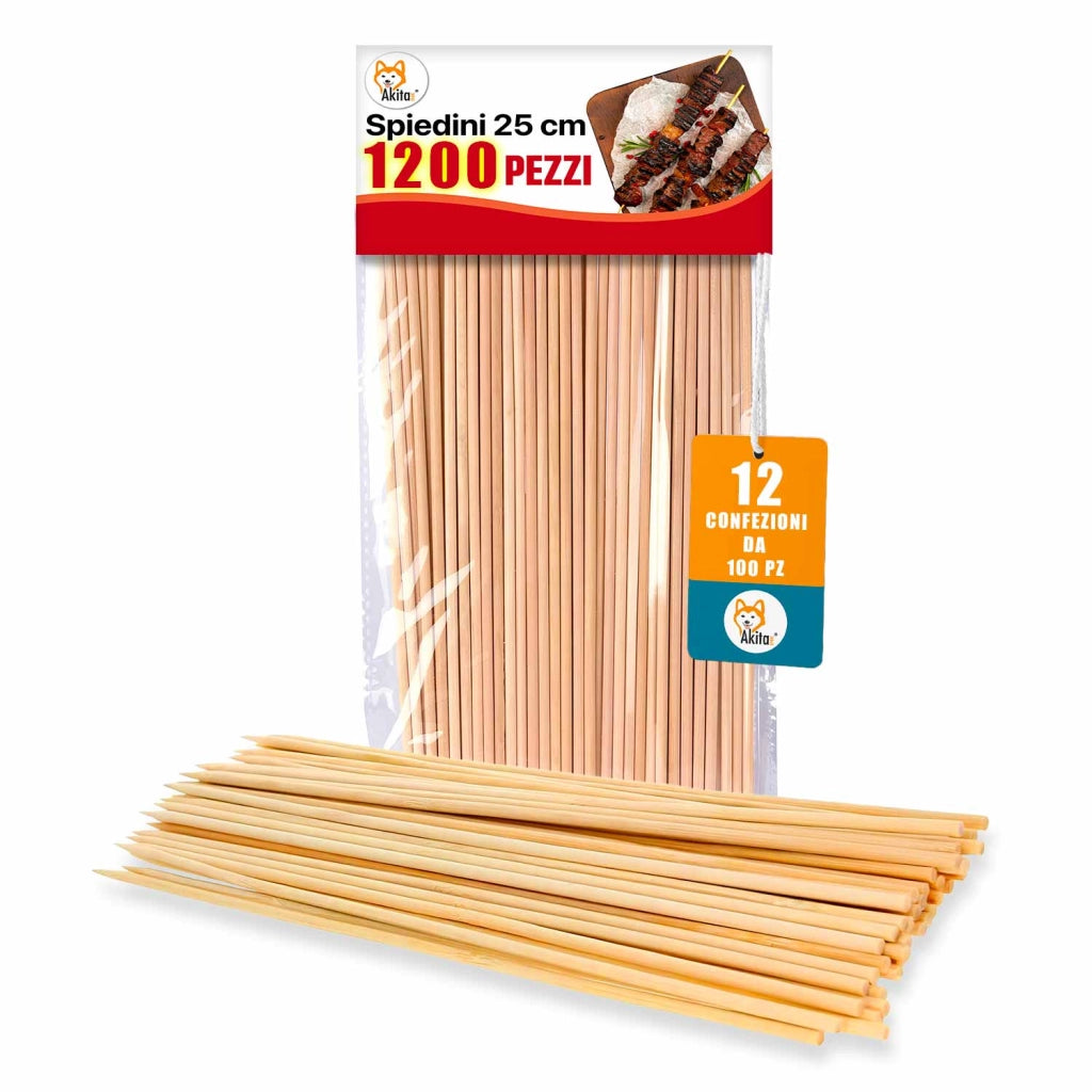 Akitaink 1200 Spiedini Bambu 25cm BBQ Finger Food