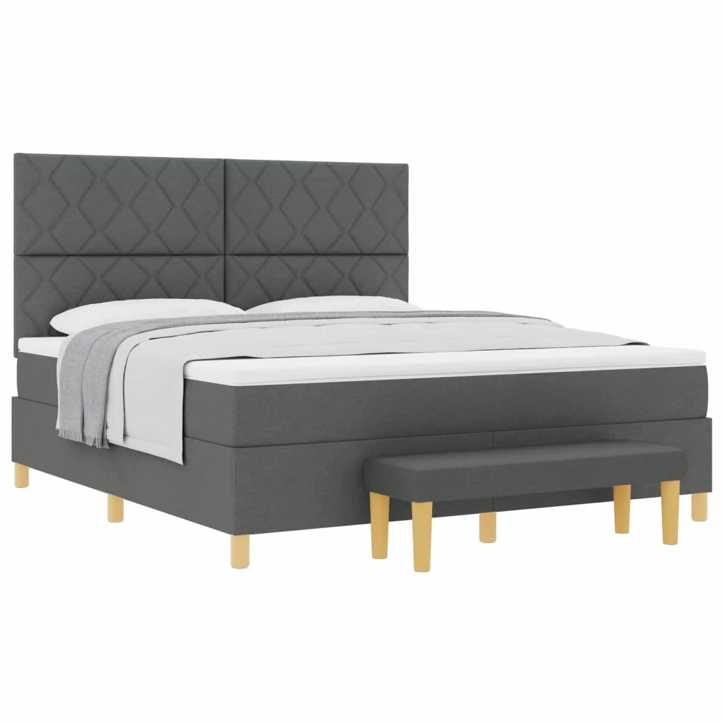 Letto a molle con cuscino Grigio scuro 200 x 180 cm Tessuto 3344395