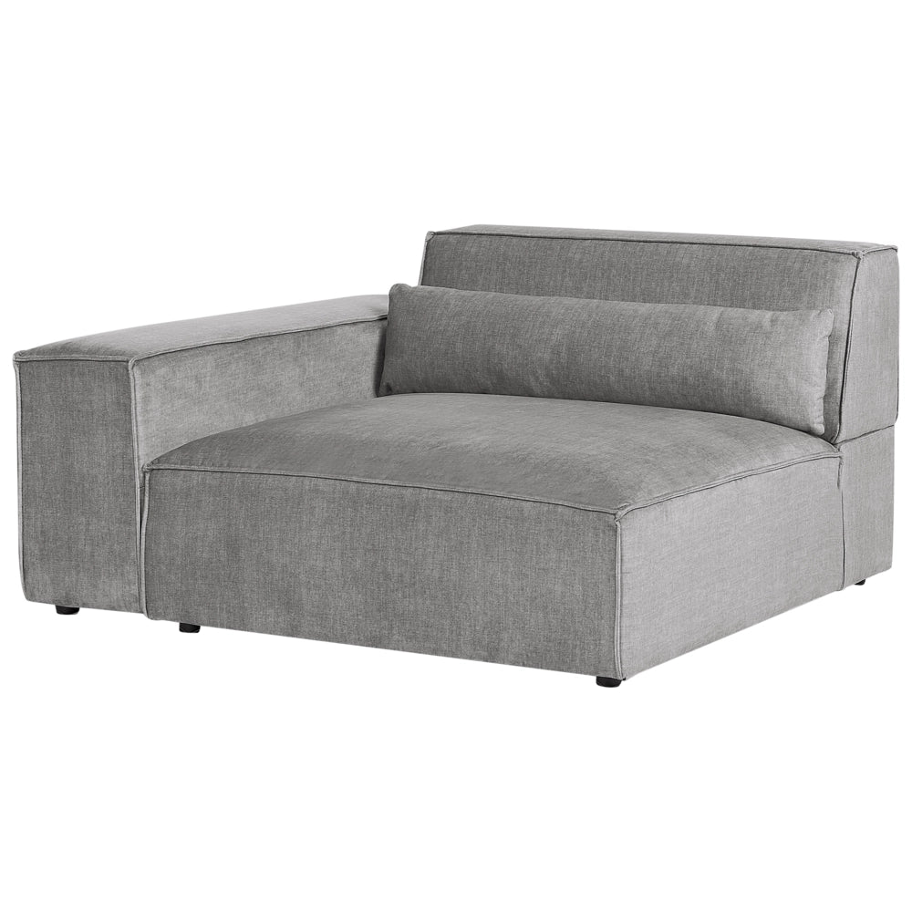 Divano modulare a 2 posti con ottomana Divano componibile in tessuto grigio con gambe nere Soggiorno moderno