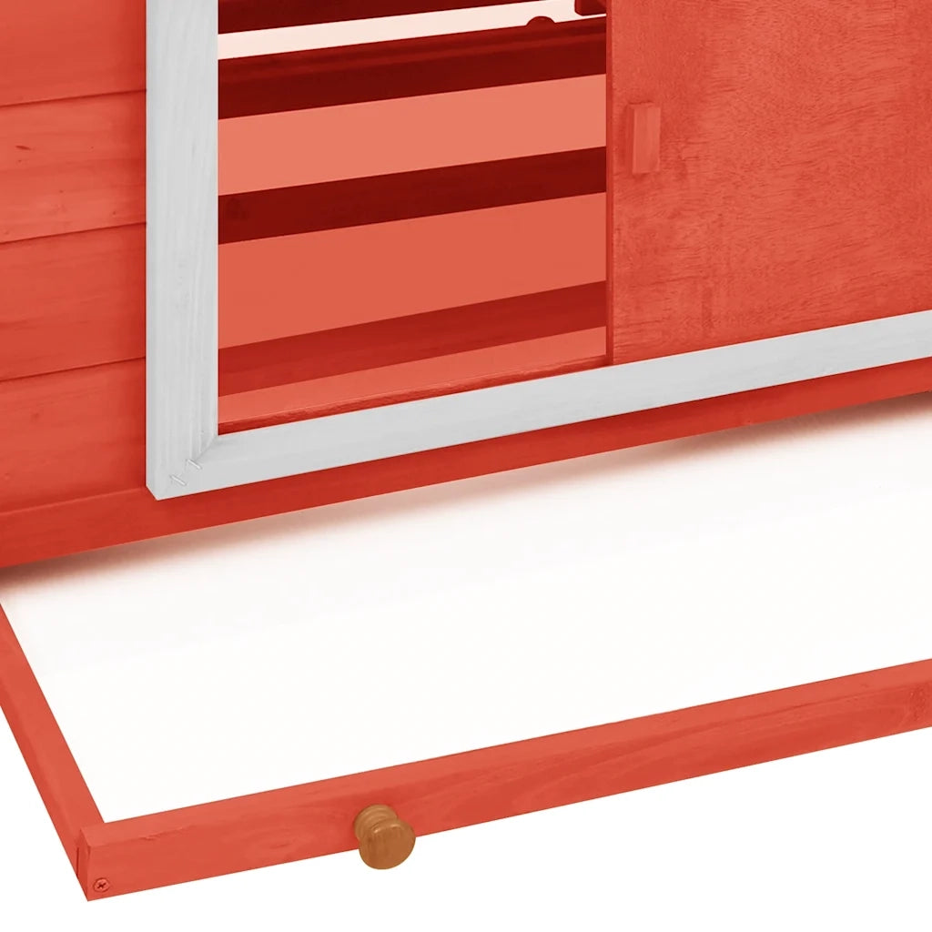 Pollaio Rosso e Bianco 150x96x110 cm Legno Massello di Abete 171462